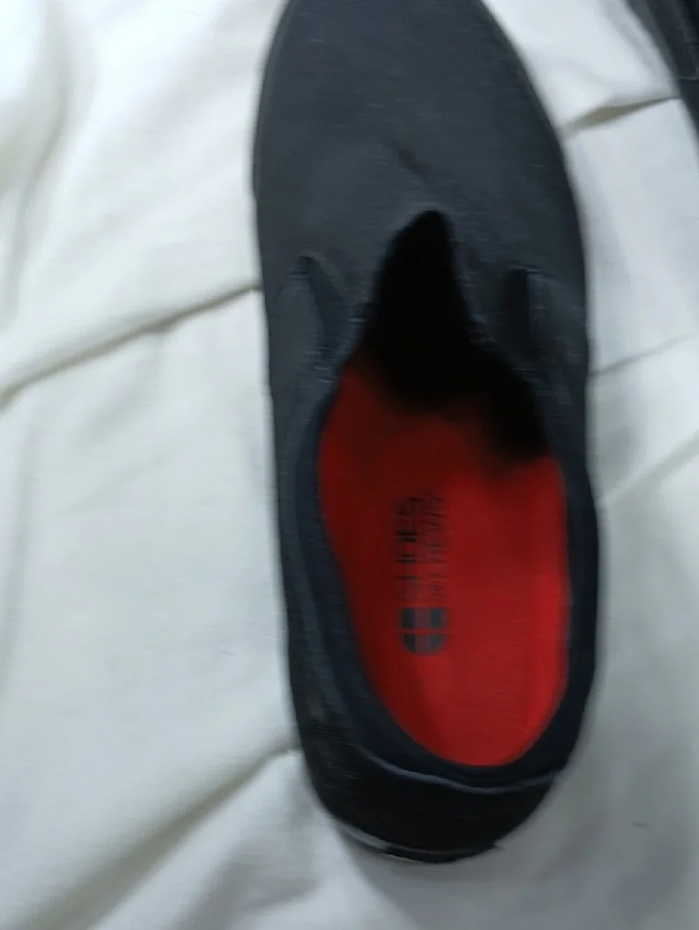 Shoes For Crews Men's Black Slip-On leather Loafers with Red Insole